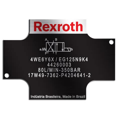 Placa de Identificação em Alumínio Impresso Rexroth