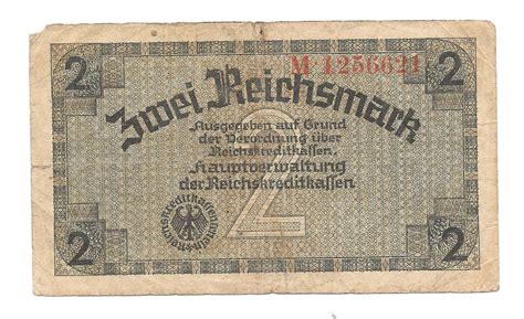 Банкнота 2 рейхсмарки (марки) 1939-1945 для оккупированных территорий ...