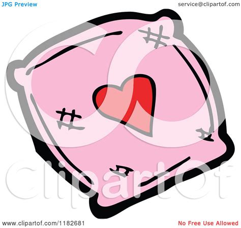 Cartoon Of A Pink Pillow With A Heart Royalty Free Vector