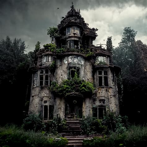 An Old House With Ivy Growing All Over It