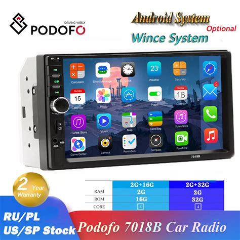 PodoNuremberg 2 Din St R O R Cepteur 7 HD 7018B Bluetooth Autoradio FM