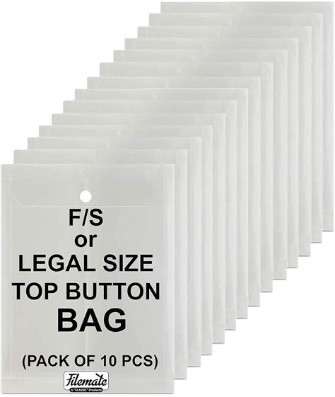 Filemate My Clear Bag Button Bag Pack Of 10 Pcs F S Or Legal Size