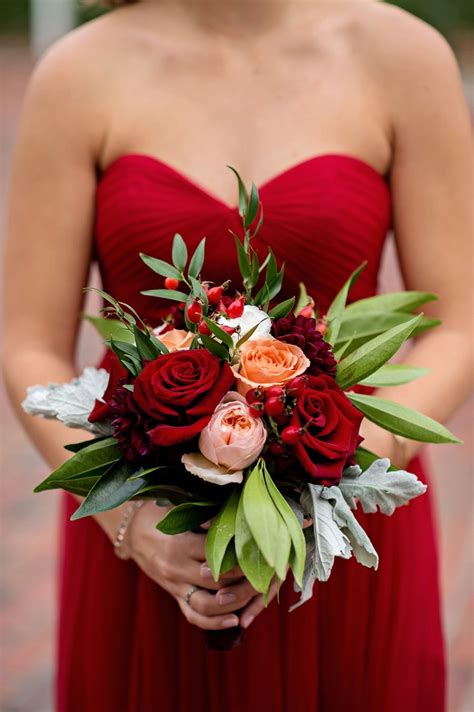 A Rustic And Romantic Red Wedding Every Last Detail Red Bridesmaid