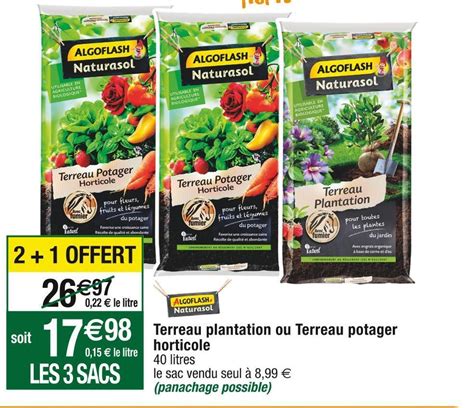 Promo Algoflash Naturasol Terreau Plantation Ou Terreau Potager