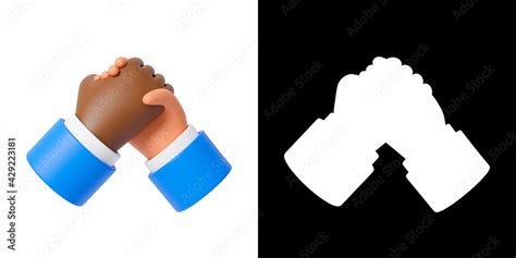 3d hands business handshake emoji on white background. Partnership and ...