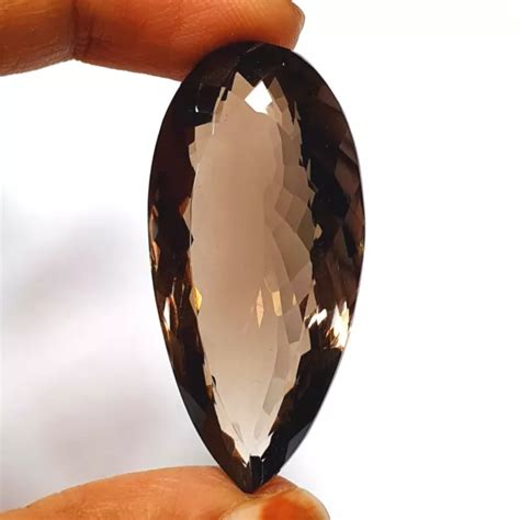 CERTIFIED 86 CT Natural Smokey Quartz Pear Shape Faceted Loose Gemstone