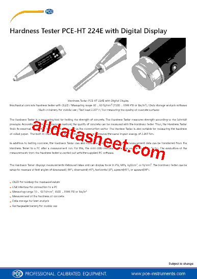 PCE-HT224E Datasheet(PDF) - PCE Instruments.