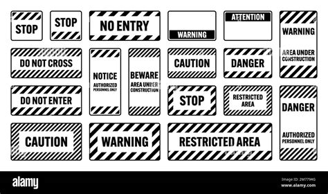 Divers Panneaux Davertissement Noirs Avec Lignes Diagonales Panneau