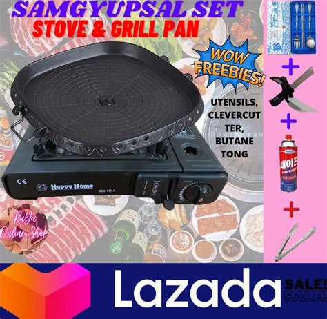 Imported Korean Samgyupsal Set Hanaro Grill Pan And Portable Gas Stove Best For Outdoor