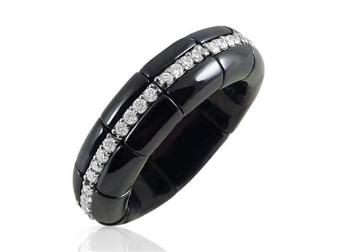 Roberto Demeglio 18K White Gold Shiny Black Ceramic Eternity Stretch