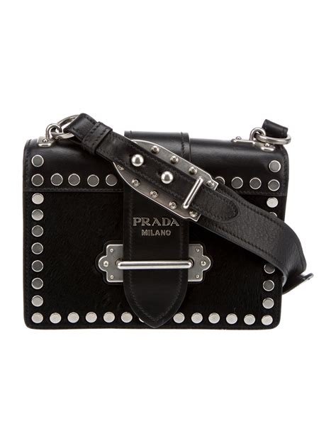 Prada Cahier Studded Best Sale Leather Bag