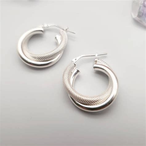 925 Sterling Silver 25mm Double Hoop Earrings