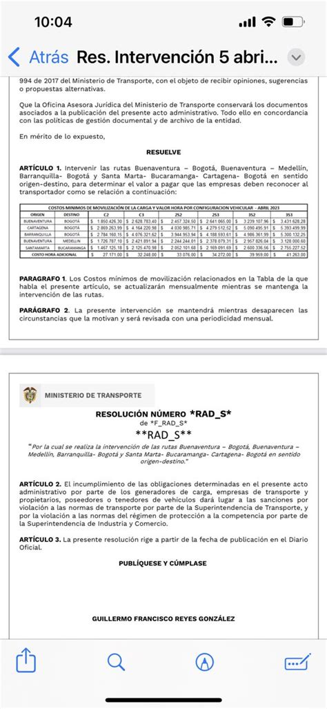 Javier Diaz Molina on Twitter Mintransporte publicó para comentarios