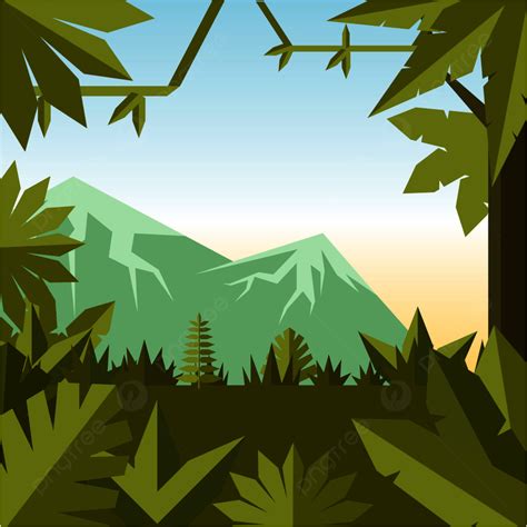 Background Gambar Vektor Latar Belakang Hutan Geometris Datar Cantik