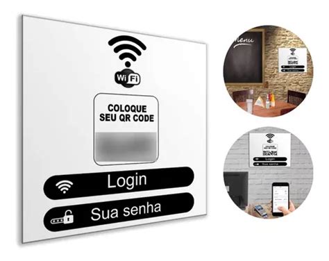 Placa Personalizada Wi Fi Qr Code Senha 15x15 Cm Pvc 2 Mm