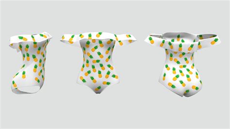 3D Off Shoulder Bikini With Chest Frills Model TurboSquid 1842626