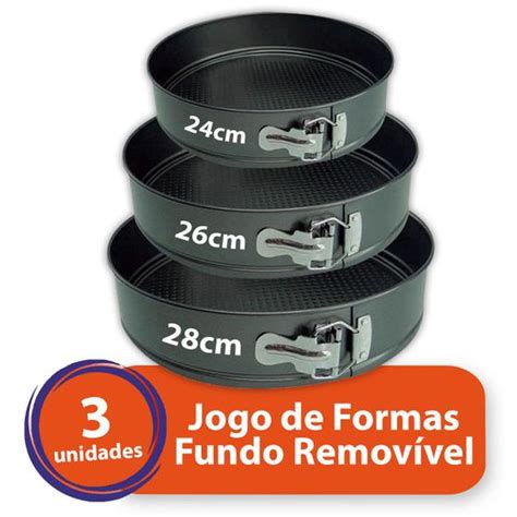 Kit Jogo Formas Fundo Remov Vel Antiaderente Redonda Premium Bolo