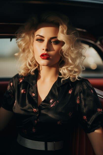 Premium Photo Beautiful Blonde Woman Sitting In The Back Seat Of An Old Car