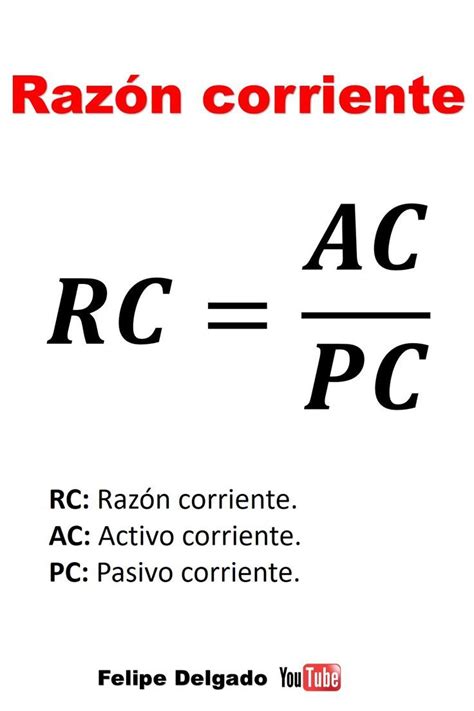 Formula utilizada para calcular la razón corriente Si quieres ver un