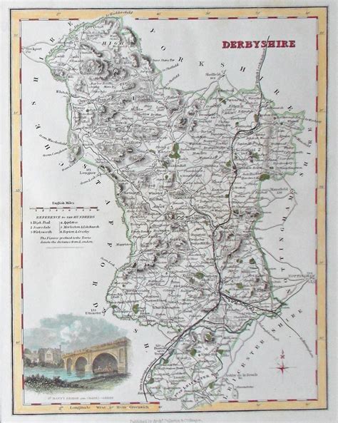 Antique map of Derbyshire by Archibald Fullarton 1833