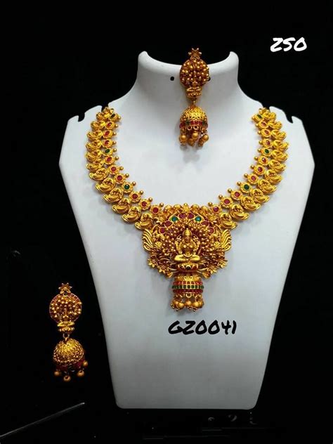 Beautiful One Gram Gold Necklace With Lakshmi Devi Motif