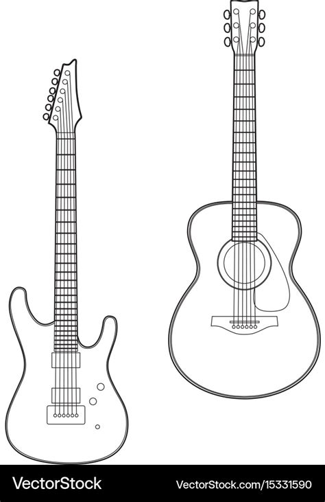 Drawing Two Guitars Royalty Free Vector Image Vectorstock