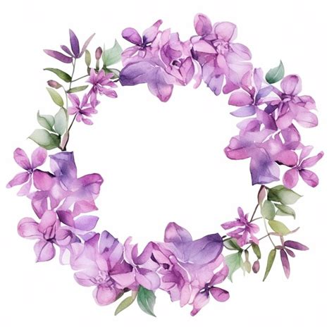 Premium Ai Image Purple Flowers Are Arranged In A Circle On A White Background Generative Ai