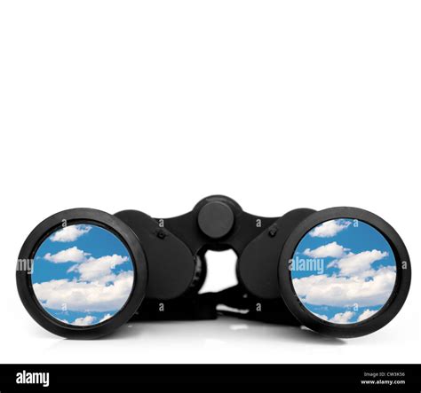 Future vision with sunny skies in binocular lenses Stock Photo - Alamy