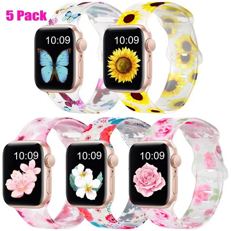 DABAOZA [5 Pack] Transparent Apple Watch Band 41mm/40mm/38mm, Soft