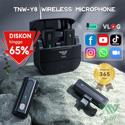 Jual TNW Y8 Wireless Microphone Clip On Mikrofon Wireless Lavalier Mic