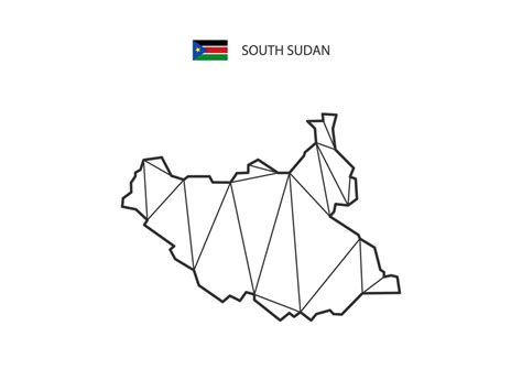 Mosaic Triangles Map Style Of South Sudan Isolated On A White