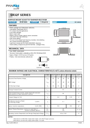 SR32F Datasheet PDF PANJIT INTERNATIONAL SURFACE MOUNT SCHOTTKY