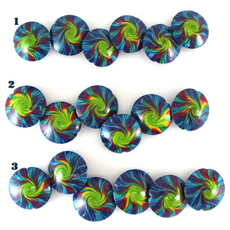 Swirl Lentil Beads Rainbow Polymer Clay Beads Charm For Dif Etsy