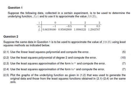 Solved Question Suppose The Following Data Collected In A Chegg