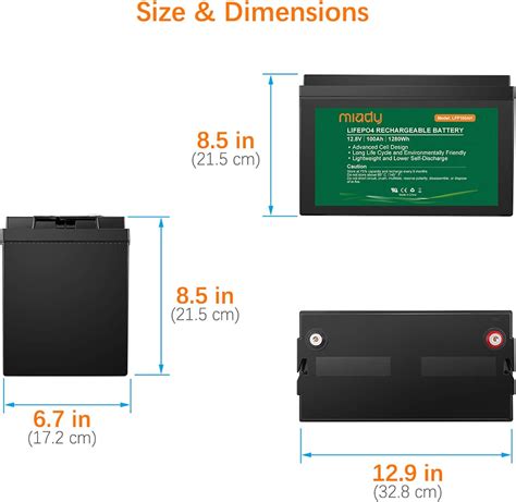 Buy Miady V Ah Lithium Phosphate Battery Cycles Lifepo