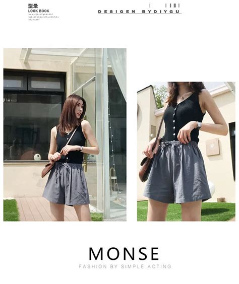 Vêtements lingerie Short en coton et lin pour femme vêtement décontracté ample taille haute