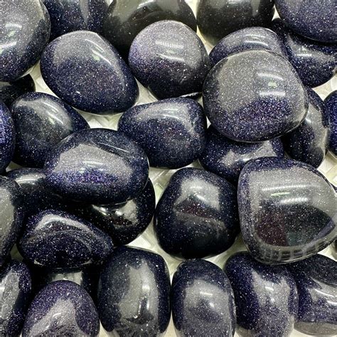 Blue Goldstone Tumbled Stones Wholesale Mason Crystal