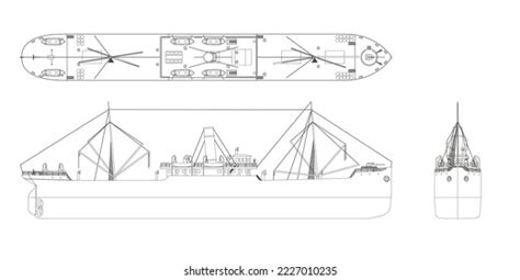 Steamer Outline Drawing Steamship Industrial Blueprint Stock Vector ...