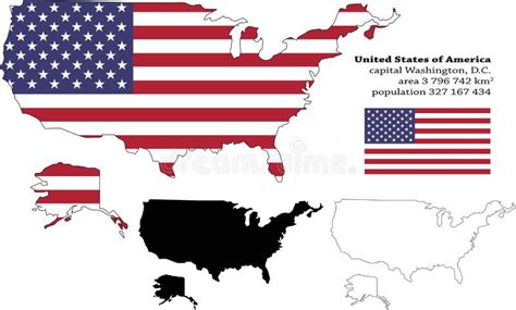 USA Vector Map, Flag, Borders, Mask , Capital, Area Stock Vector ...