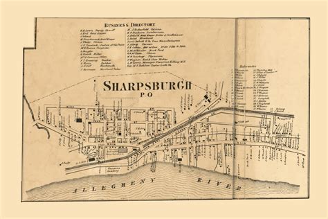 Sharpsburgh PO Pennsylvania 1862 Old Town Map Custom Print Allegheny