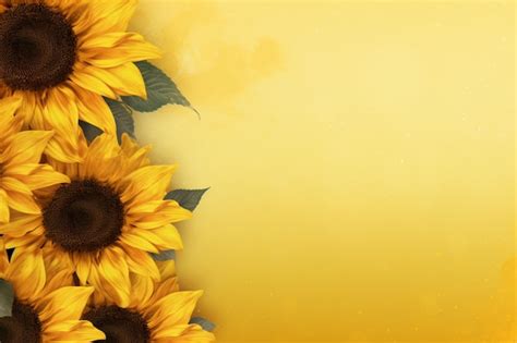 Premium Photo Ppt Template With Sunflower On Yellow Background With Space