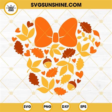 Fall Autumn Leaves Minnie Mouse Head Svg Png Dxf Eps Cricut Silhouette