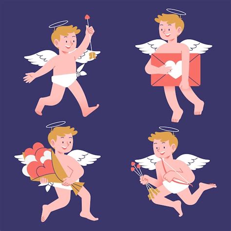 Free Vector | Valentine's day cupid set