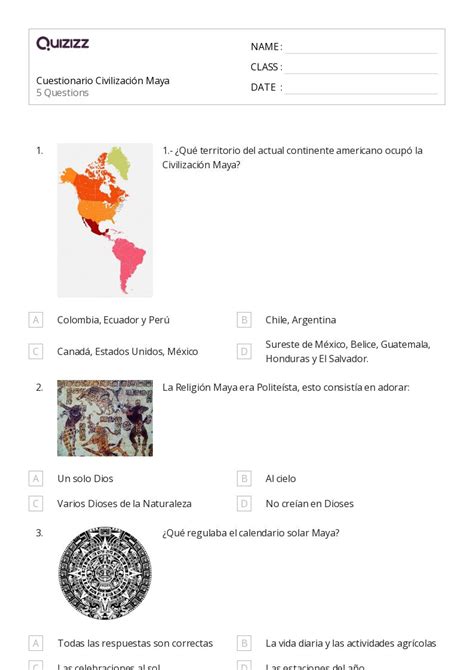 Civilizaci N Maya Hojas De Trabajo En Quizizz Gratis E Imprimible
