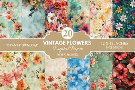 Watercolor Flowers Digital Paper Bundle Graphic By Regulrcrative