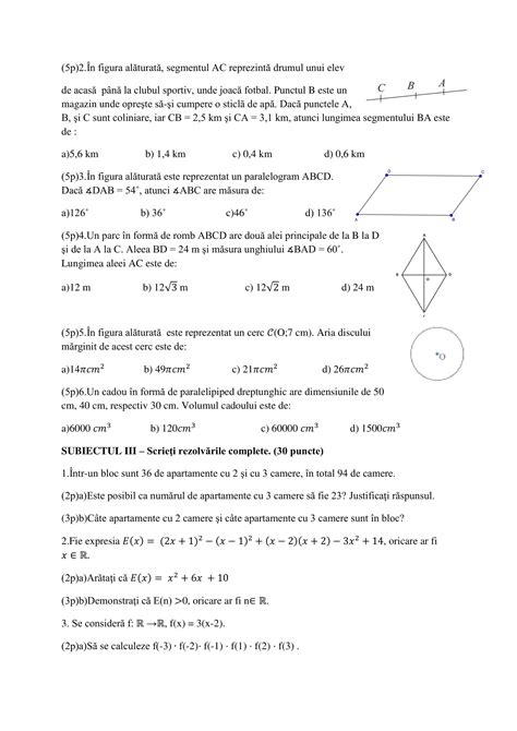 AcademiaABC Model Evaluarea Națională Matematică Clasa a VIII a