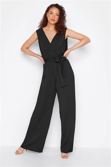 Lts Tall Womens Black Pleated Wrap Jumpsuit Long Tall Sally