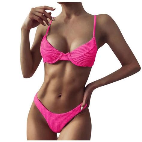 Maillot De Bain Ensemble Bikini En Dentelle Solide Femmes Push Up Maillots ZXX210223176HTM