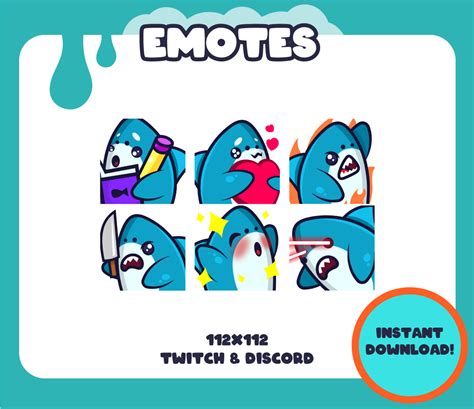 Cute Shark Emotes (STATIC) | Jedigreg