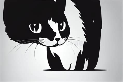 Black and White Simple and Cute Cat Logo Concept Stock Illustration ...